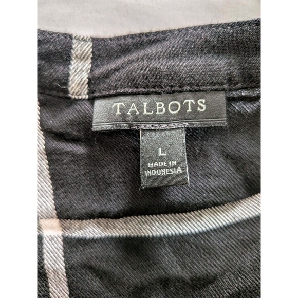 Talbots Blouse Top Shirt Women's L Black White Squares Pullover Plaid Normcorp - Picture 3 of 12